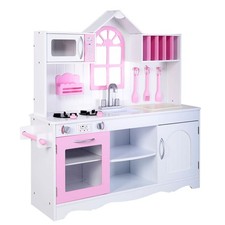Kids Wood Kitchen Toy Cooking Pretend Play Set Toddler Wooden Playset New