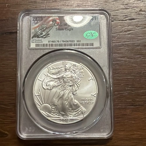 2019 Silver Eagle $1 CACG MS70 Drzewucki Signature Label