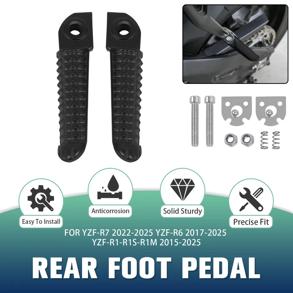 For Yamaha YZF-R7 2022-25 YZF-R1 R1S R1M 2015-25 YZF-R6 Rear Foot Pegs Footrest - Image 2 of 4