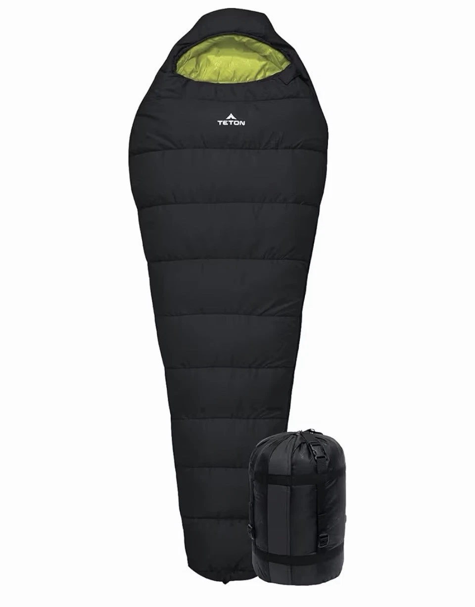 Teton Sports Leef 0F Degree Ultralight Mummy Sleeping Bag Black/Sage OPEN BOX 1E