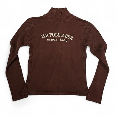 Vintage US Polo Assn Brown Sweater Turtleneck Size Large 