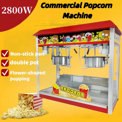 Popcornmaschine mit 2 Töpfen Maker Popcornautomat Popcorngerät 2800W 16oz Rot
