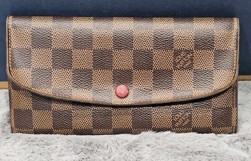 Louis Vuitton Damier Ebene Canvas Leather Red Emilie Long Wallet