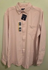 George Men's LARGE Long Sleeve Performance Dress Shirt PINK SKY 10726