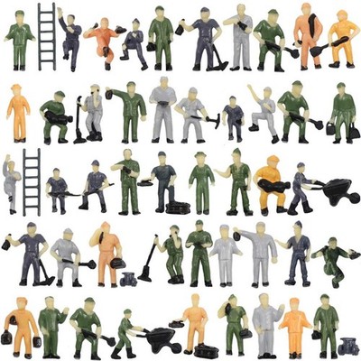 P8710 50pcs 187 HO Scale Railway Model Worker Well Painted Figures with Bucke...