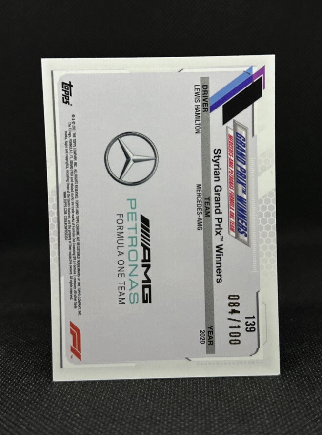 2021 Topps Chrome Formula 1 #139 Lewis Hamilton Sapphire Sepia /100 - Image 2 of 2