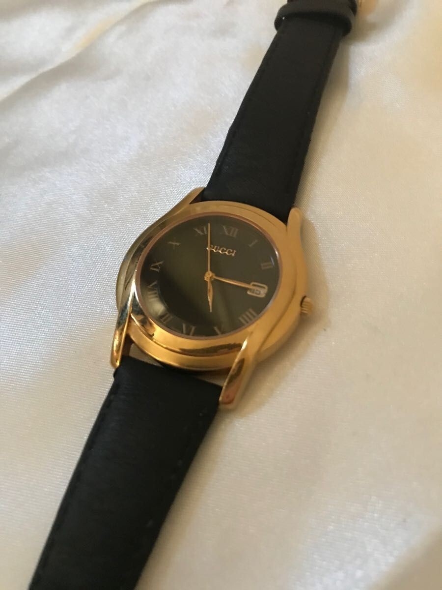 USED Excellent] GUCCI 5400M Black Dial Date Men's Quartz Watch No