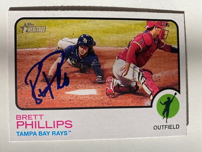 BRETT PHILLIPS  SIGNED CARD   2022 TOPPS HERITAGE SIGNED AUTOGRAPHED