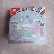 First Aid Beauty Fab Kit 5 Piece Set Face  Body Cleanser Moisturizer AHA Scrub