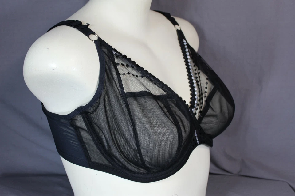 Sujetador Elomi 8900 con aros sin forro negro gancho en J en la parte posterior EE. UU. 42i Foto 4 de 4