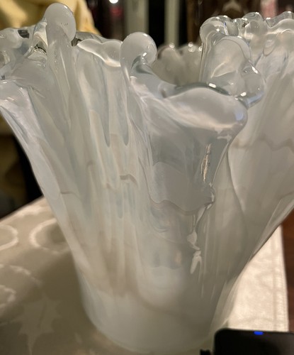 Murano Glass Vase White Colour Oak Model Tammaro Home - Picture 2 of 10