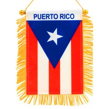 Anley 4x6 Inch Puerto Rico Fringy Window Hanging Flag - Mini Flag Banner Fringed