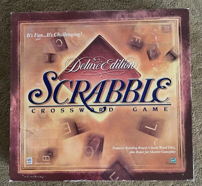 Scrabble Deluxe Edition Turntable Rotating Board Game Wood Tiles 1999 COMPLETE