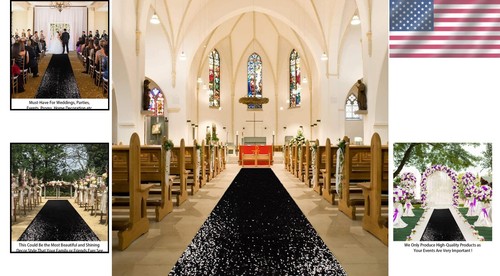 Versatile 20ft Black Sequin Aisle Runner for Weddings & Outdoor Parties - Picture 2 of 8