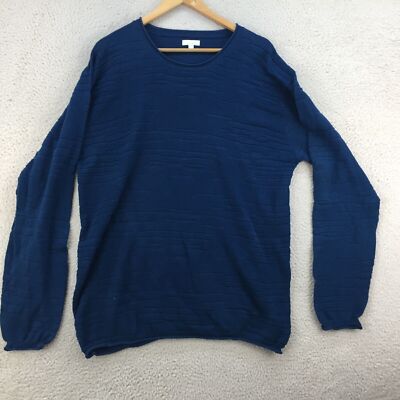 Envisionstudio dunkelblau Baumwolle Luxus Rundhalsausschnitt Strickpullover Damen Gr. UK XL