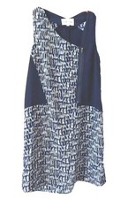 Anthropologie Olive & Oak Dress Womens  XS Blue White Sleeveless Zip Up