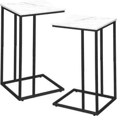 Beistelltisch C-förmiges Sofa Beistelltisch Couchtisch Snacktisch mit Metallrahmen