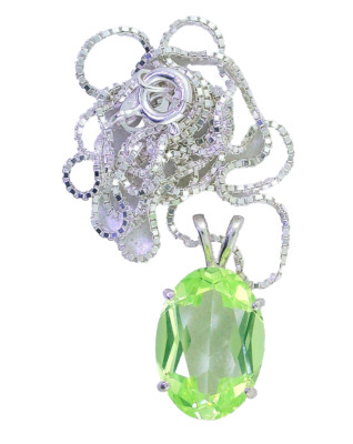 14x10 Oval Labor Chrysoberyll Chrysolith Citrin Sterling Anhänger 18'' Kette EBS5993