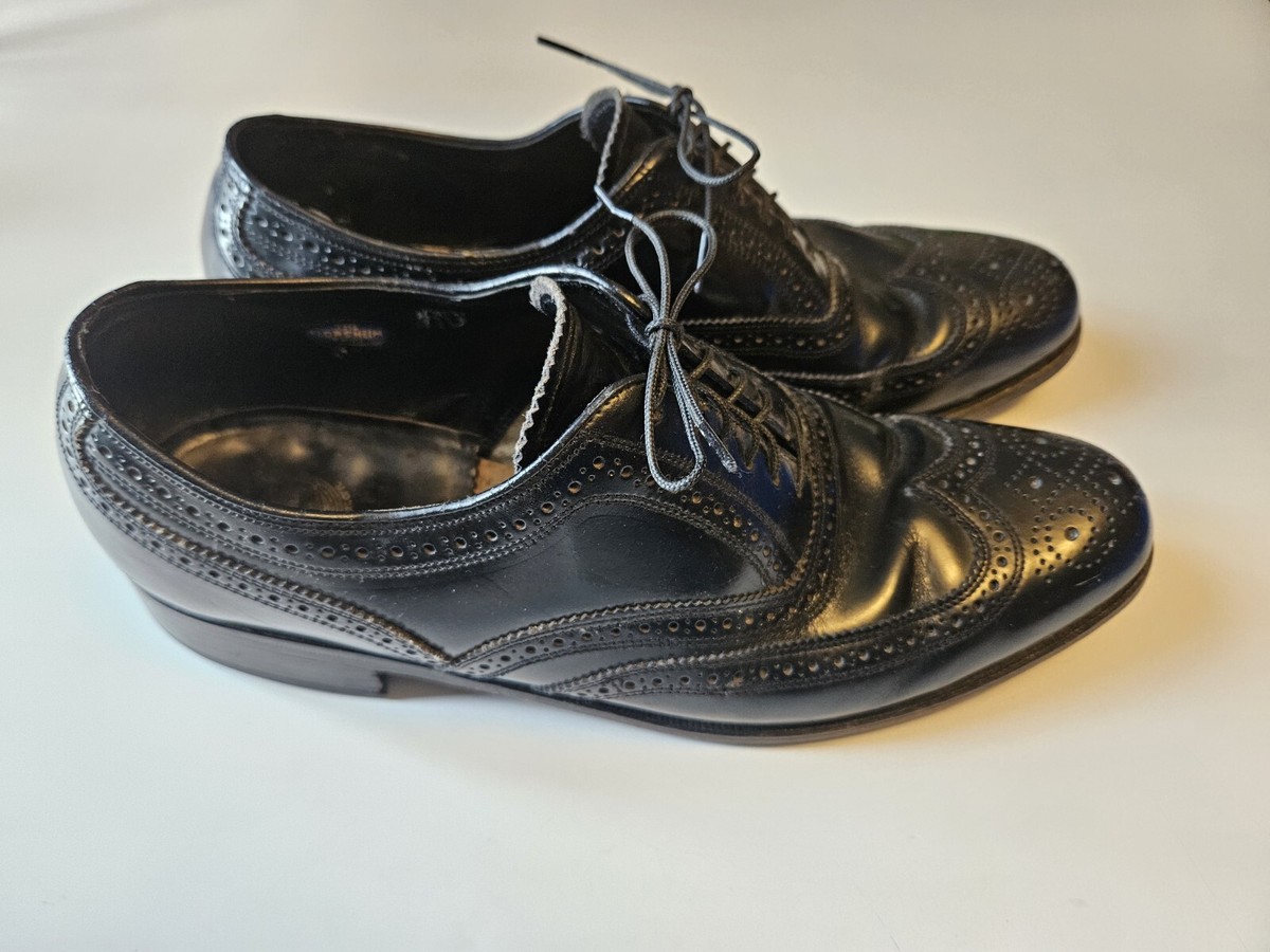 FLORSHEIM IMPERIAL MEN'S 10 C BALMORAL Wing Tip Full Brogue Oxfords 75912  BLACK
