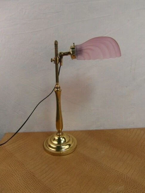 Pultlampe Antik Stil Bankerlampe Messing Verstellbar Muschel Unikat Lampe 25b5 - Bild 2 von 4