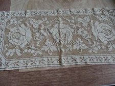 needle weave darned netting tan beige 14 x 30