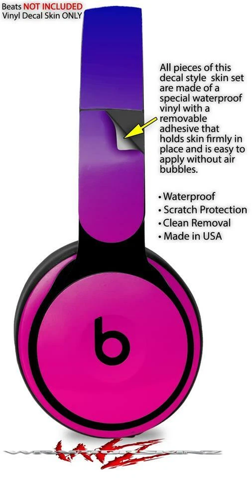 Skin for Beats Solo Pro Smooth Fades Hot Pink Blue BEATS NOT