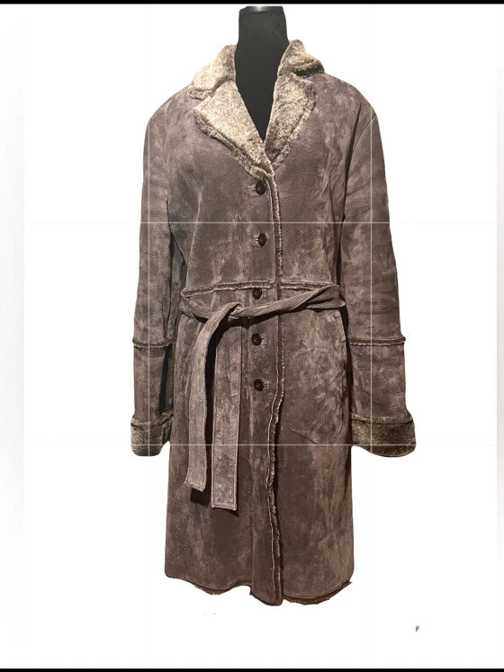 Abrigo Penny Lane de cuero Express vintage con detalle de retazos Foto 2 de 4