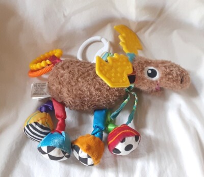 Lamaze Mortimer Moose Hanging Clip On Soft Baby Toy Rattle Crinkle Teether