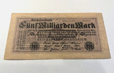 Reproduction Weimar Currency 5,000,000,000 Mark 5 billion Hyperinflation