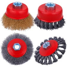 4 Inch Wire Wheel Cup Brush Set, Coarse Twisted Knotted Wire Wheel for Angle Gri