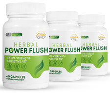 3 Pack Herbal Power Flush, ayuda digestiva extra fuerte-60 C psulas x3