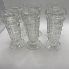 6 VTG JEANETTE Soda Fountain Ice Cream Sundae Parfait Milk Shake Glasses RIBBED
