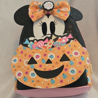 Loungefly Disney Halloween Minnie Backpack - Black, Orange, White Disney Loungefly Mini Backpack and Headband Set Candy Corn main image 3
