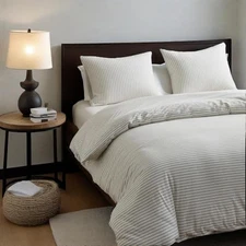  100% Jersey Knit Cotton Duvet Duvet Cover Set  Twin White-and-grey Stripes