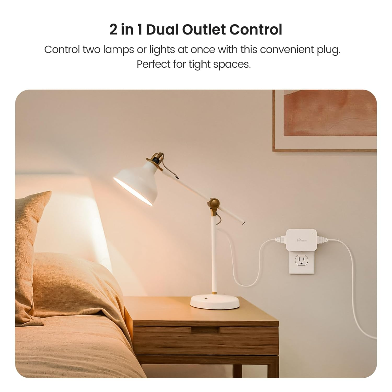 2-in-1 Dimmer Plug with Wireless Remote Control for Lamps