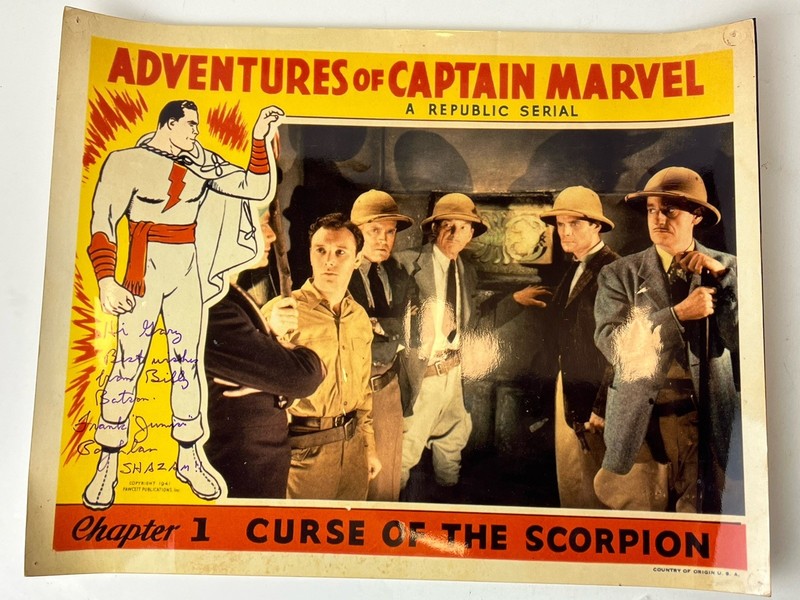 💥Vintage Captain Marvel Serial Print Signed By Young Billy Frank Junior Coghlan