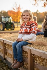 Gymboree Sweater Cardigan Unisex Kids Sz 8 Ivory Pumpkin Fair Isle harvest fall