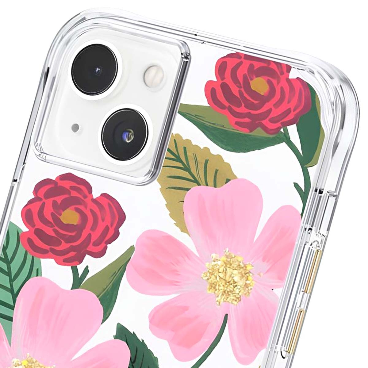 Coque fleurie iPhone 14 Plus Roseraie chic et dorée protégeant votre mobile - 2