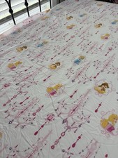 Disney Princess Full Size Bed Fitted Sheet Pink Polyester Kids Room Pink Cute