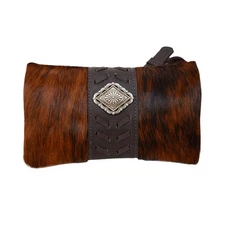 American West Womens Grab and Go Brindle Hair-On Leather Crossbody Bag OS