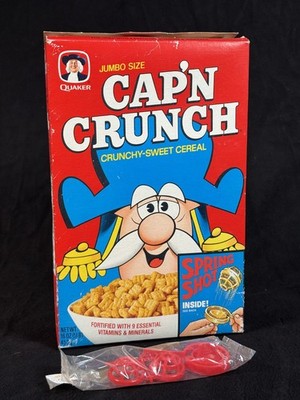 Cap'n Crunch Cereal Box 1981 Crunch's with Spring Shot Premium Sealed