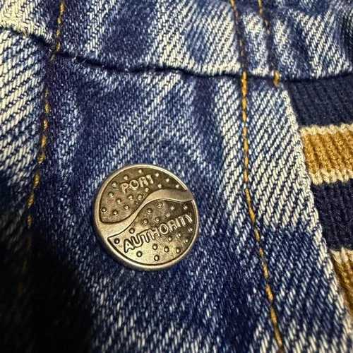 Vintage 90s denim Two-Tone varsity bomber jacket Size Medium