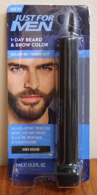 Just For Men DARK BROWN Brush In Wash Out Beard Hair Brow Color Gray Coverage