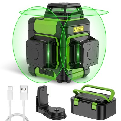 Laser Level 360 Self Leveling, Rechargeable Green Laser 3x360° Cross Line Laz...