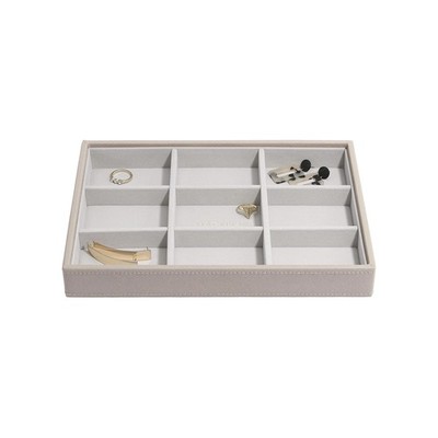 Szkatułka für Schmuck 9-fach taupe aus Leder - Stackers