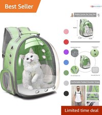 Stylish Space Capsule Pet Carrier - Hands-Free Travel for Small Pets in Green