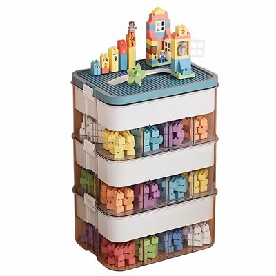MueJah Aufbewahrung Organizer für Lego, 3 Ebenen stapelbar 3 Schichten, grün 