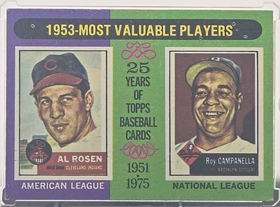 1975 Topps 25 Years 1953 Most Valuable Players Al Rosen Roy Campanella #191