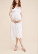 HATCH COLLECTION ZOE DRESS WHITE EYELET