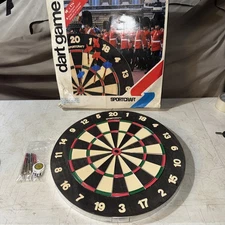 New Old Stock Sportcraft  Dart Board 18" Thick 1.5" /6 Darts Double Sided